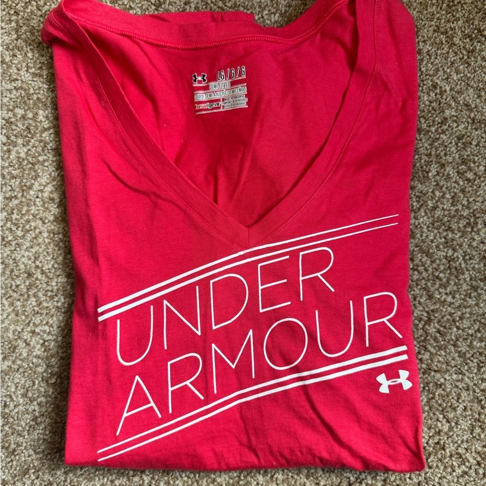 Under Armour Exercise Athletic Tee Women's Pink Tee Under Armour logo